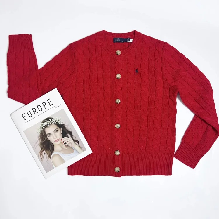 RL high quality Raff Ponyboy embroidered wool 24 autumn and winter women's knitted cardigan women's sweater