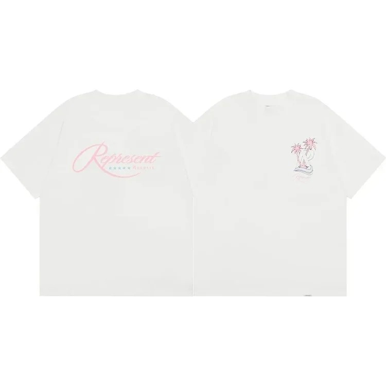 Letter print retro men's and women's couple round neck loose short-sleeved T-shirt