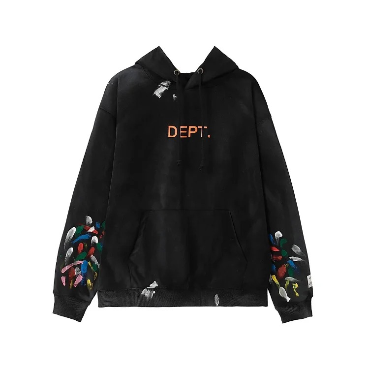 Distressed brain print casual loose hooded sweatshirt for men and women