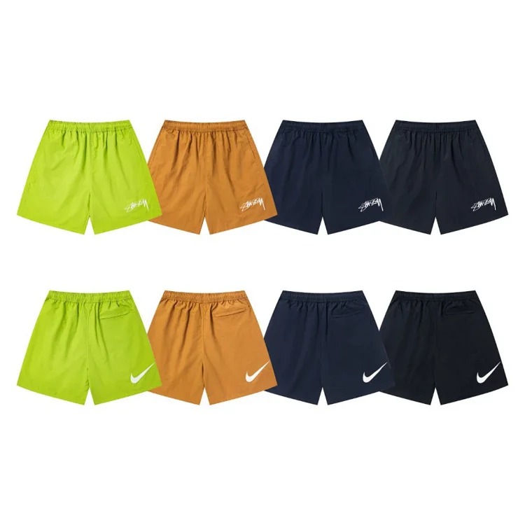 Made in the original version, Stussy SS25 x Nike joint model, classic logo printed three-quarter shorts, quick-drying beach shorts, originally developed, basic and versatile summer style, a