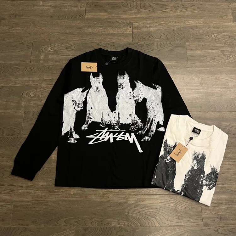 Original production 25SS Stussy American Doberman New Pattern Round Neck Printed Long Sleeve Originated from the surfing mecca of Southern California, USA, it has redefined the design appear