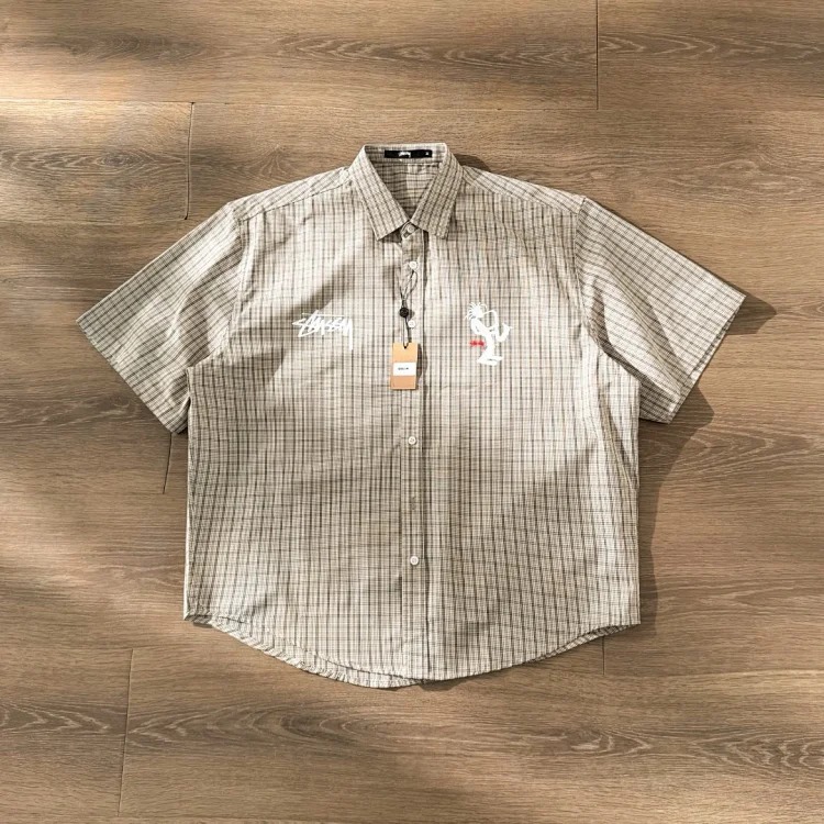 Original production Stussy spring and summer light style classic striped double-sided printed short-sleeved shirt, - oversize - - classic striped style - double-sided printing - light and th