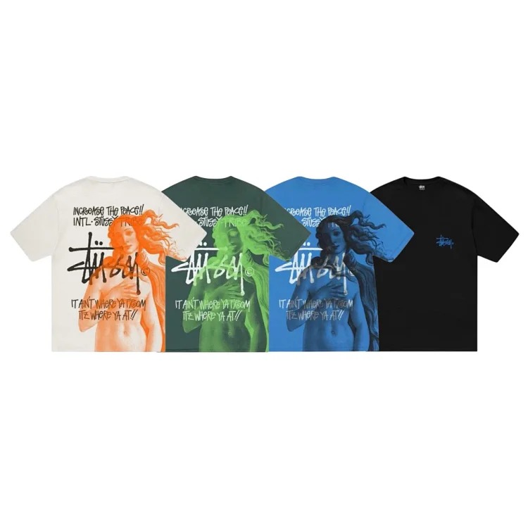 Original production 26SS STUSSY Retro Series Venus Statue Printed Couple Round Neck Short Sleeve T-shirt TEE originated from the surfing mecca of Southern California, redefining casual cloth