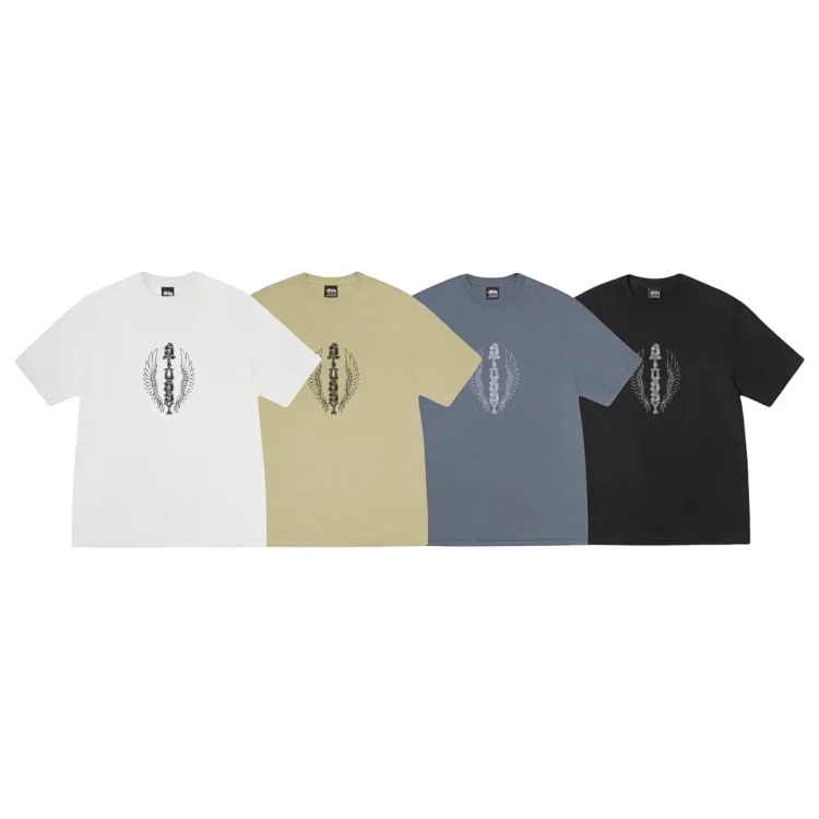 Original production 26SS STUSSY Retro Series Trendy Wings Printed Couple Round Neck Short Sleeve T-shirt TEE originated from the surfing mecca of Southern California in the United States and