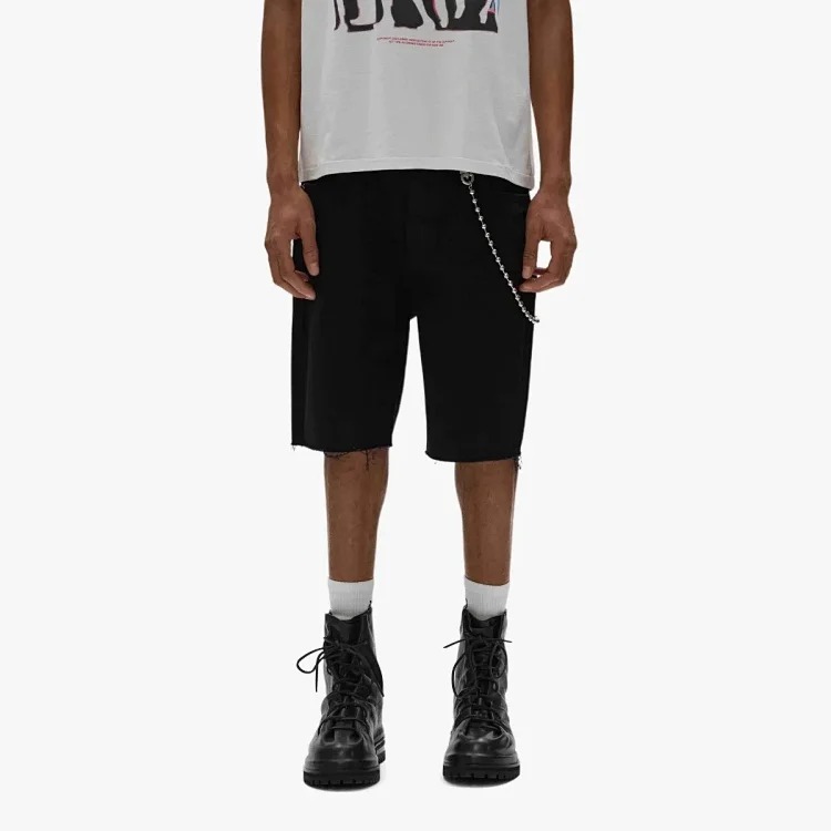 Splashed ink ripped casual denim shorts for men and women high street trousers