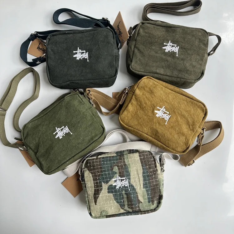 Original order 26SS Stussy classic retro series CANVAS POUCH classic embroidered logo smal
