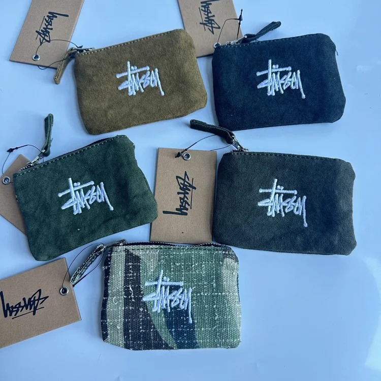 Original order 26SS Stussy Classic Retro Series Classic LOGO Embroidered Zipper Coin Purse