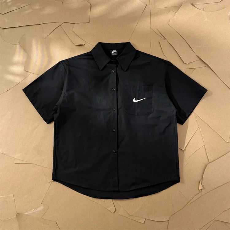Original production Stussy/Stuxi Nike/ joint spring and letter logo embroidered short-sleeved shirt, - - classic logo pocket embroidery - back collar logo embroidery - light fabric breathabl