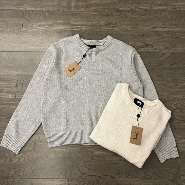 STUSSY 25ss back 80 letter jacquard couple's round neck knitted sweater - the highest quality in the market