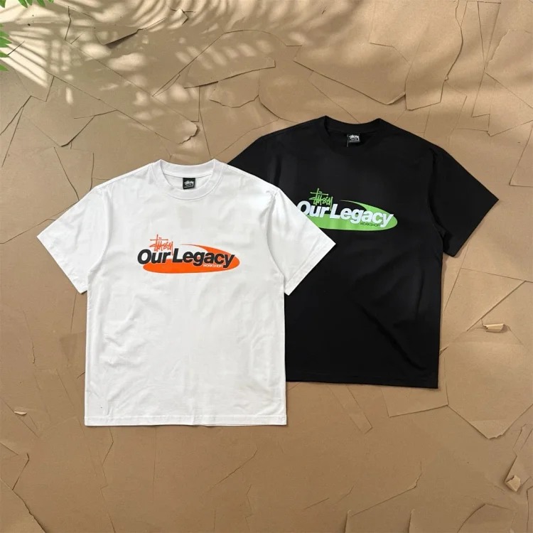 Original production 26SS STUSSY x Our Legacy joint series Our Legacy printed couple round neck short-sleeved T-shirt TEE Stussy originated from the surfing resort of Southern California, USA