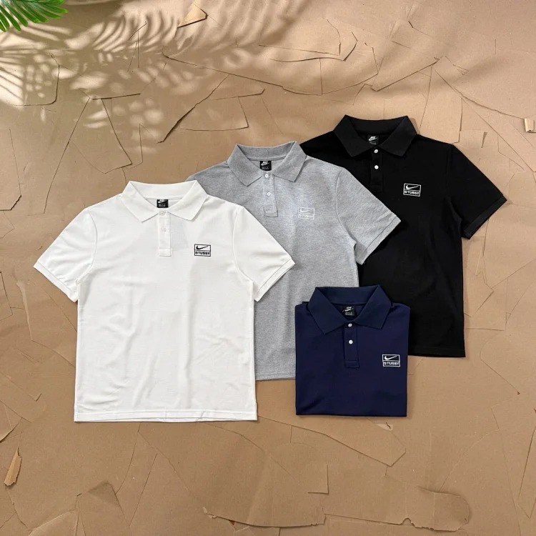 Original production of Stussy co-branded SS26 new Nike x parade embroidered jersey short-sleeved T-shirt pique fabric lapel POLO shirt, the originator of high street STUSSY, originated in th