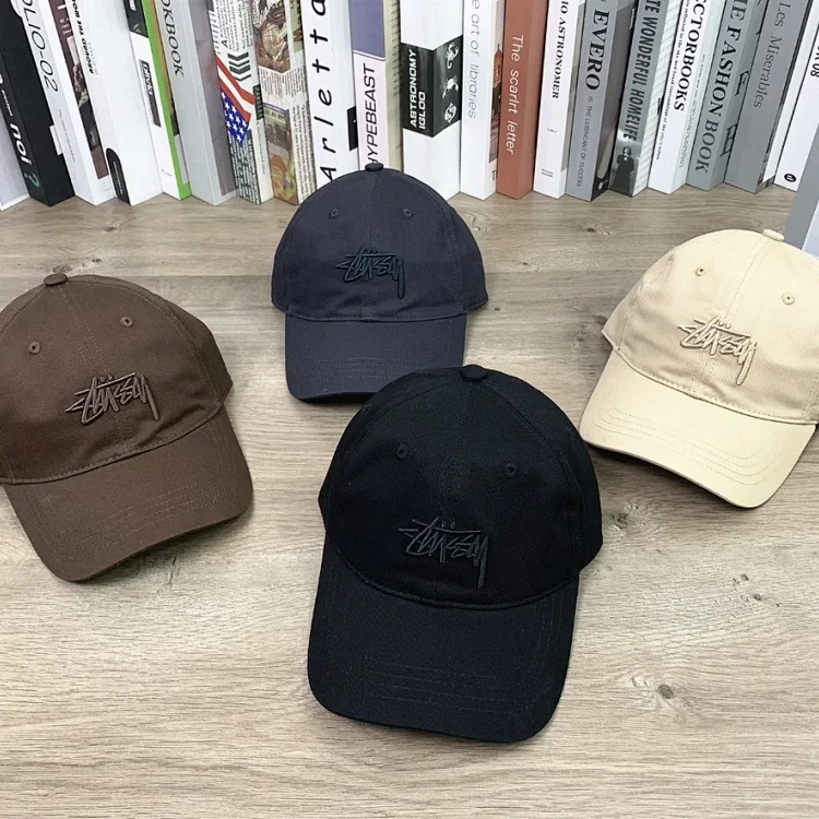 Stussy SS26 classic retro cursive embroidered logo peaked cap sun hat loose and adjustable original order four colors available Check the actual color of the actual photo: apricot dark gray