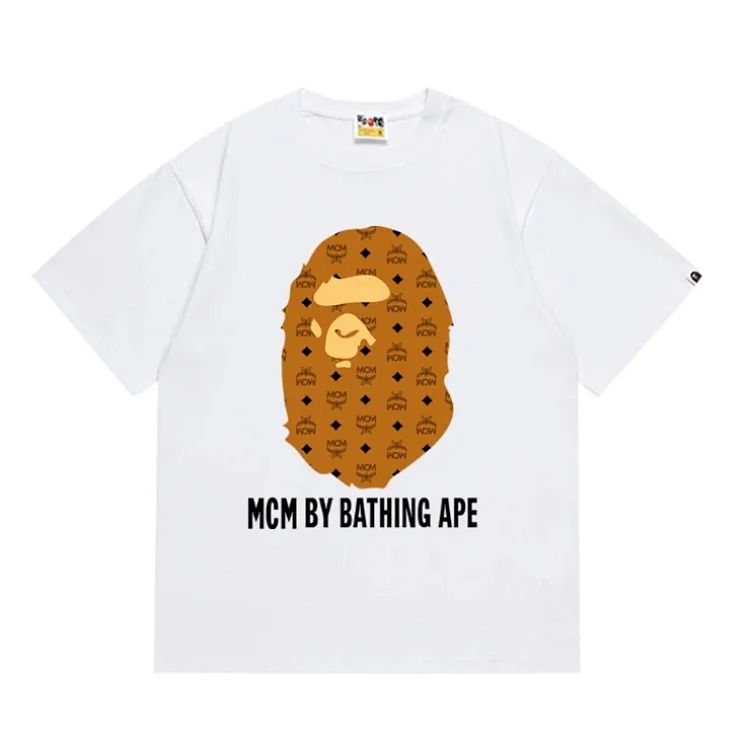 Ape head little monkey camouflage men's and women's short-sleeved round neck T-shirt for men