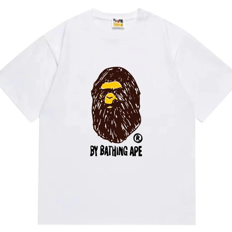 Ape head little monkey camouflage men's and women's short-sleeved round neck T-shirt for men