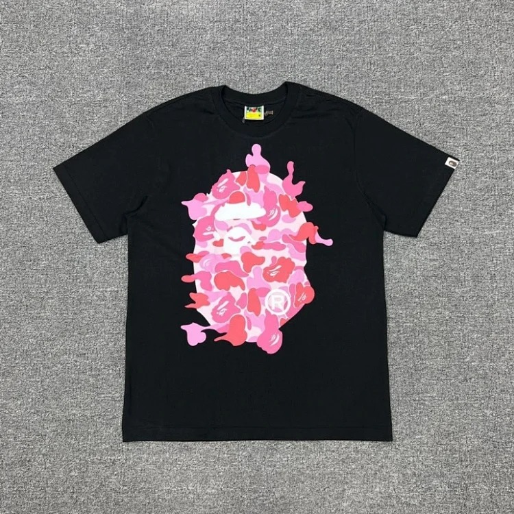 Ape head little monkey camouflage men's and women's short-sleeved round neck T-shirt for men