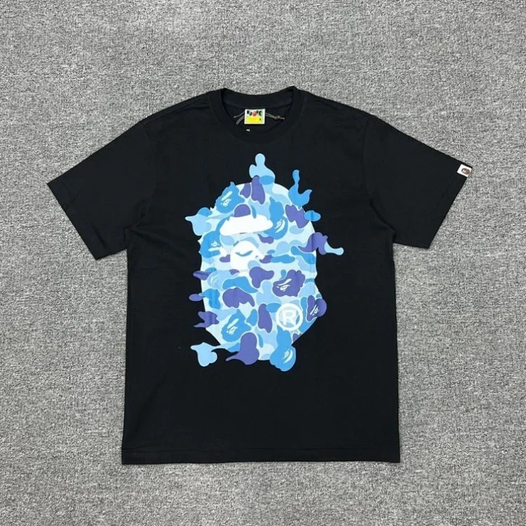 Ape head little monkey camouflage men's and women's short-sleeved round neck T-shirt for men