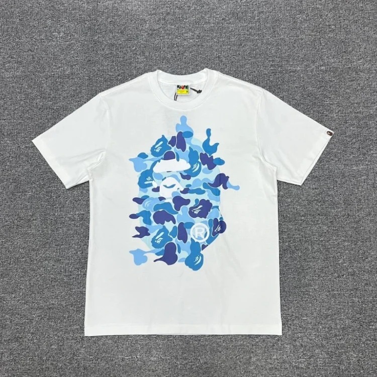 Ape head little monkey camouflage men's and women's short-sleeved round neck T-shirt for men
