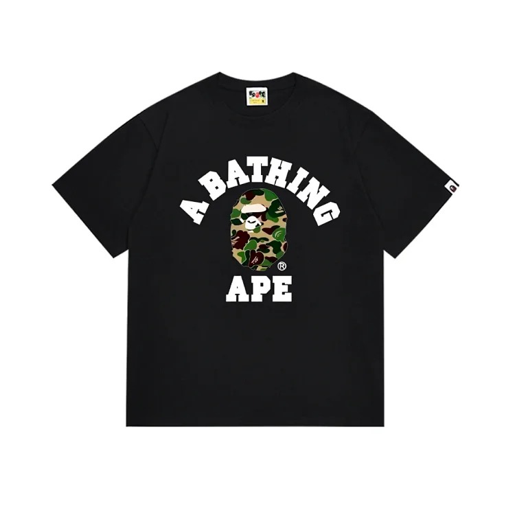 Ape head little monkey camouflage men's and women's short-sleeved round neck T-shirt for men