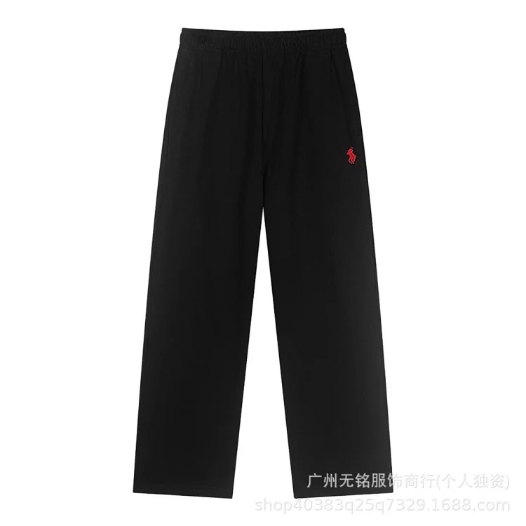 Ralph Lauren Pony Embroidered Tie Elastic Waist Casual Men's and Women's Heavyweight Straight Sweatpants