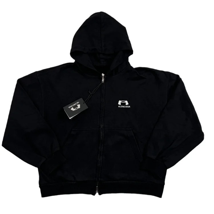 Classic logo embroidered sweatshirt zipper hoodie loose OS fit zipper sweatshirt jacket