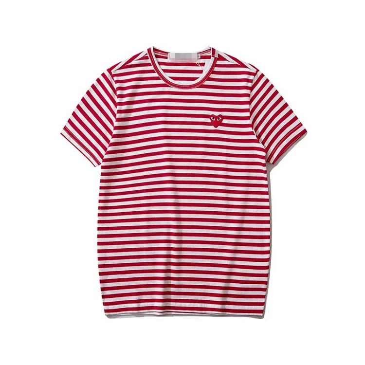 Pla love embroidered short-sleeved cotton red heart eyes couple T-shirt