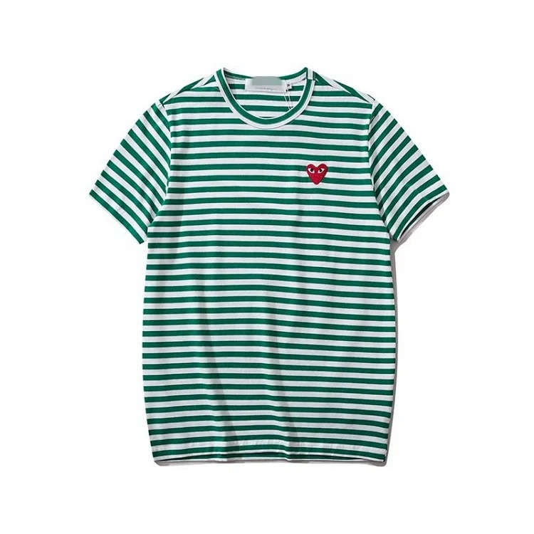 Pla love embroidered short-sleeved cotton red heart eyes couple T-shirt