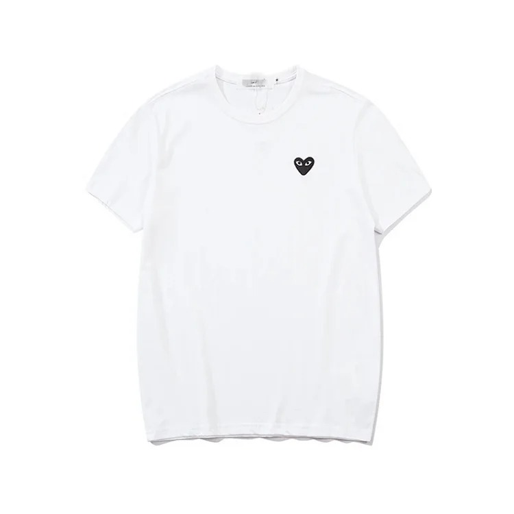 Pla love embroidered short-sleeved cotton red heart eyes couple T-shirt