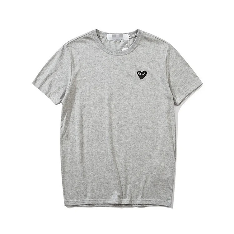 Pla love embroidered short-sleeved cotton red heart eyes couple T-shirt