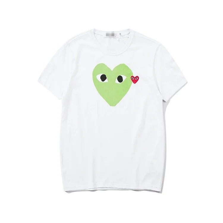 Pla love embroidered short-sleeved cotton red heart eyes couple T-shirt