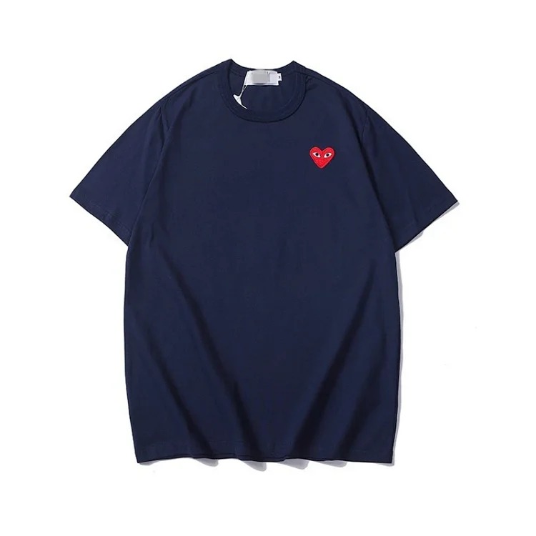 Pla love embroidered short-sleeved cotton red heart eyes couple T-shirt