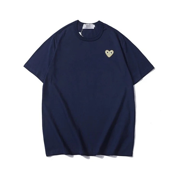 Pla love embroidered short-sleeved cotton red heart eyes couple T-shirt