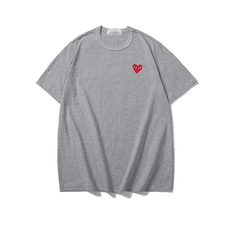 Pla love embroidered short-sleeved cotton red heart eyes couple T-shirt
