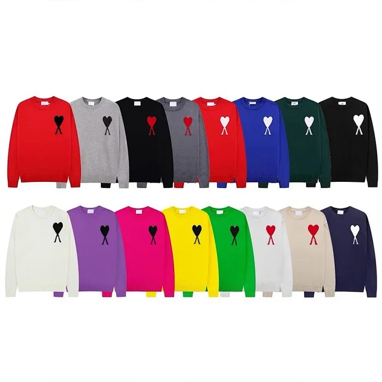 Love sweater for men and women striped youth heart casual pullover sweater