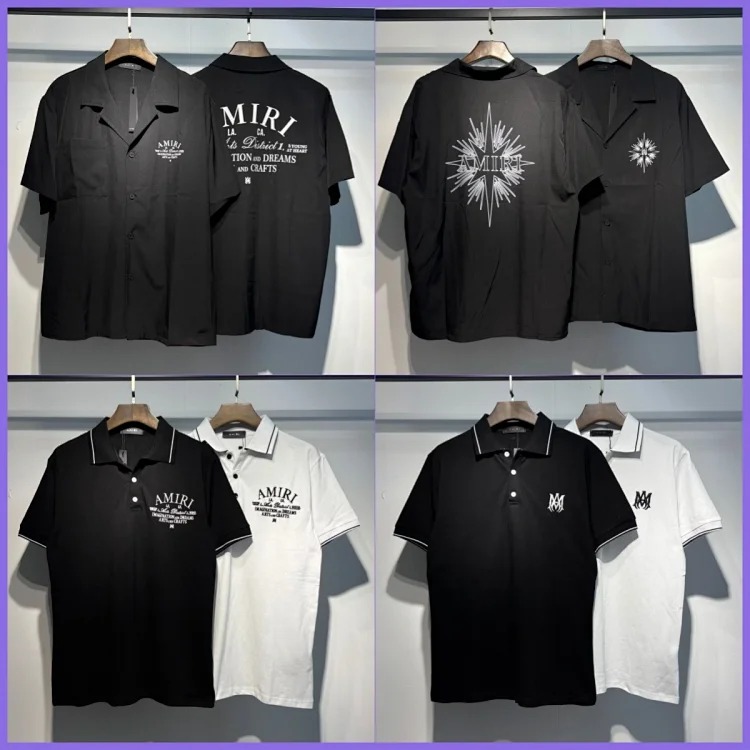 Printed Street Loose Polo Shirt Women's Short Sleeve Men's T-Shirt Rice