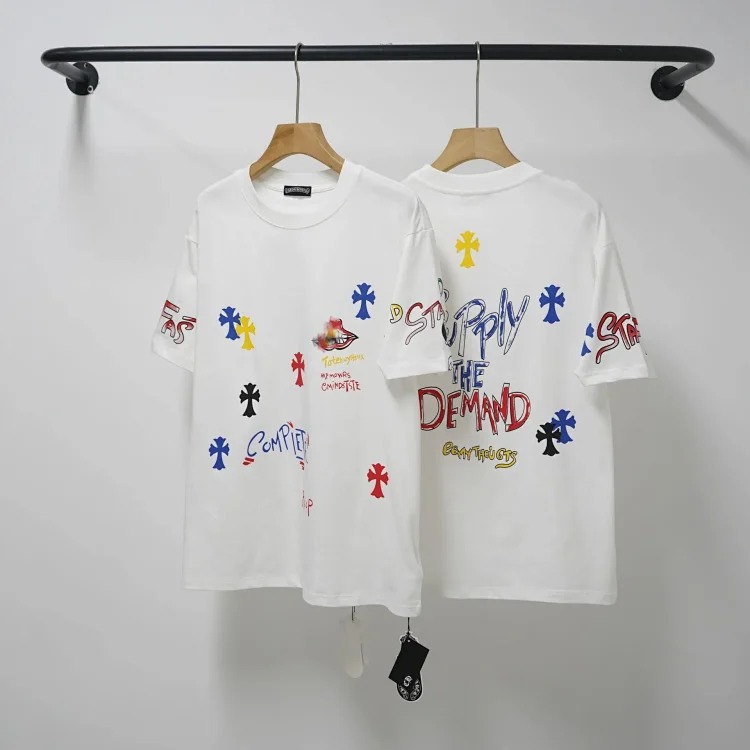 Chrome Hearts CH cross print round neck cotton men's trendy T-shirt