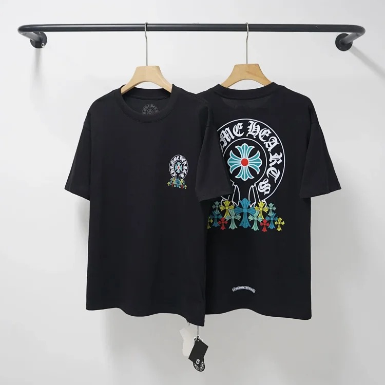 Chrome Hearts CH cross print round neck cotton men's trendy T-shirt