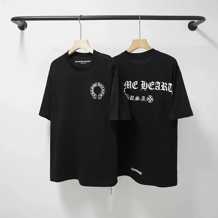Chrome Hearts CH cross print round neck cotton men's trendy T-shirt