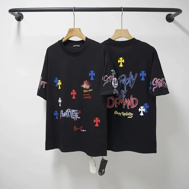 Chrome Hearts CH cross print round neck cotton men's trendy T-shirt