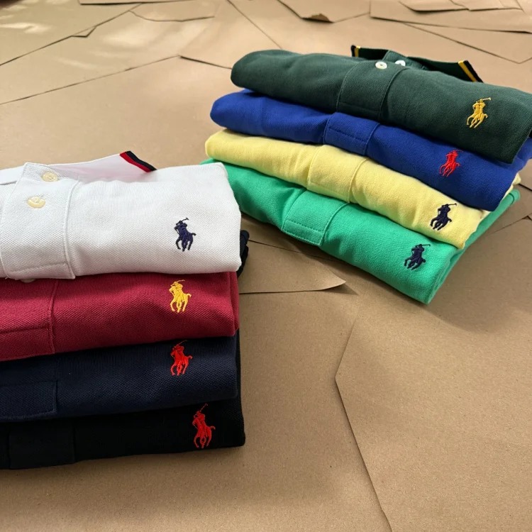 Ralph Lauren Paul colorful collar pony logo embroidered short-sleeved lapel men's and women's summer POLO shirt image 12