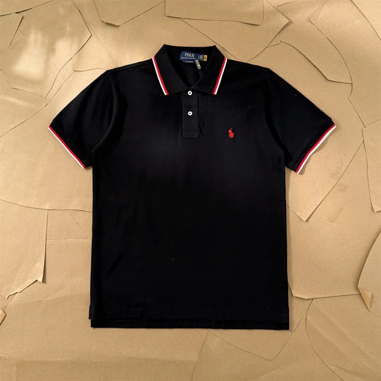 Ralph Lauren Paul colorful collar pony logo embroidered short-sleeved lapel men's and women's summer POLO shirt image 2