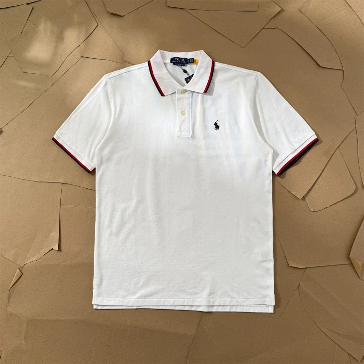 Ralph Lauren Paul colorful collar pony logo embroidered short-sleeved lapel men's and women's summer POLO shirt image 3