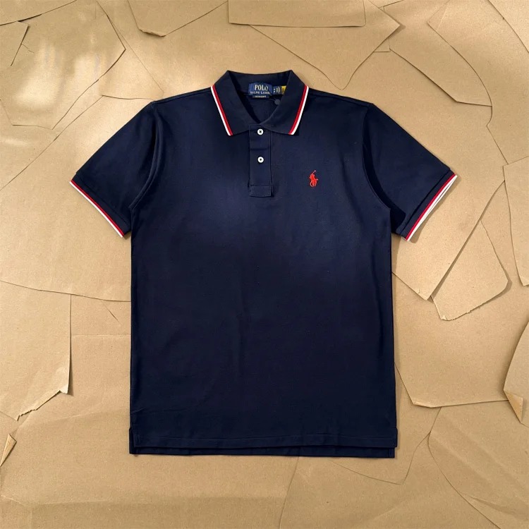 Ralph Lauren Paul colorful collar pony logo embroidered short-sleeved lapel men's and women's summer POLO shirt image 4