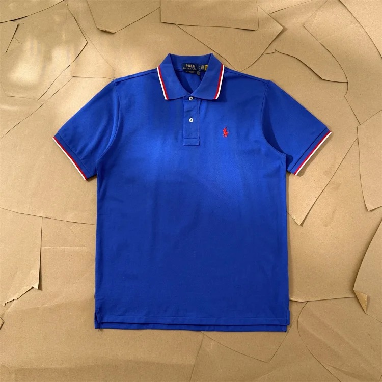 Ralph Lauren Paul colorful collar pony logo embroidered short-sleeved lapel men's and women's summer POLO shirt image 5