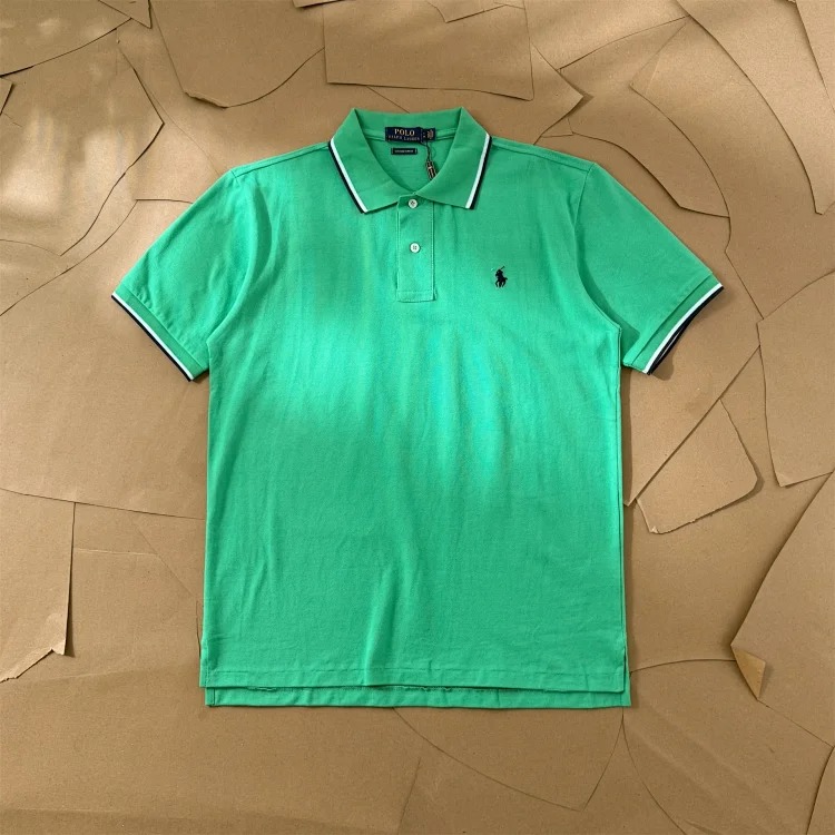 Ralph Lauren Paul colorful collar pony logo embroidered short-sleeved lapel men's and women's summer POLO shirt image 7