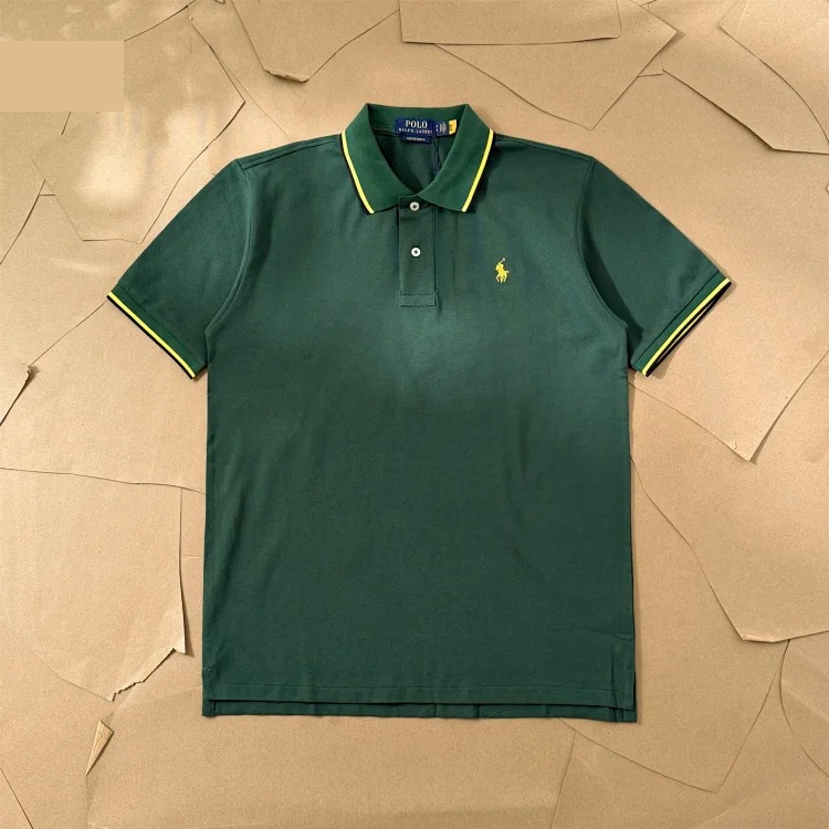 Ralph Lauren Paul colorful collar pony logo embroidered short-sleeved lapel men's and women's summer POLO shirt image 8