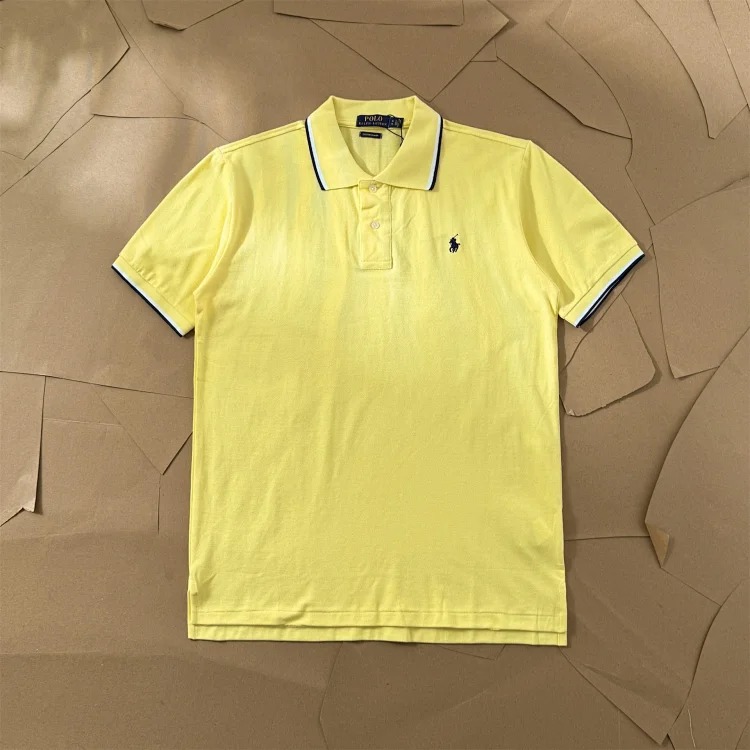 Ralph Lauren Paul colorful collar pony logo embroidered short-sleeved lapel men's and women's summer POLO shirt image 9