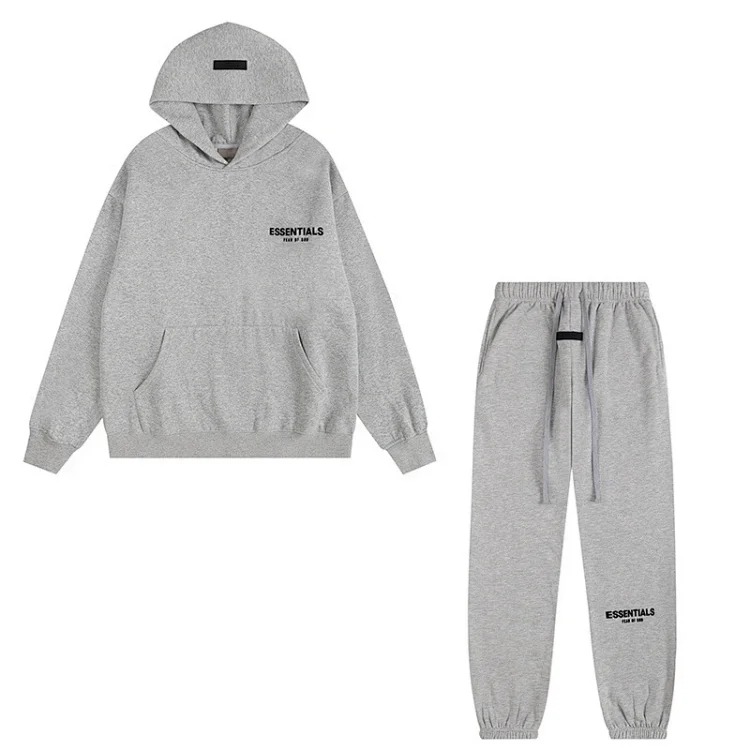 New FEAR OF GOD ESSENTIALS flocked letter men and women casual loose plus velvet hooded sweatshirt trendy