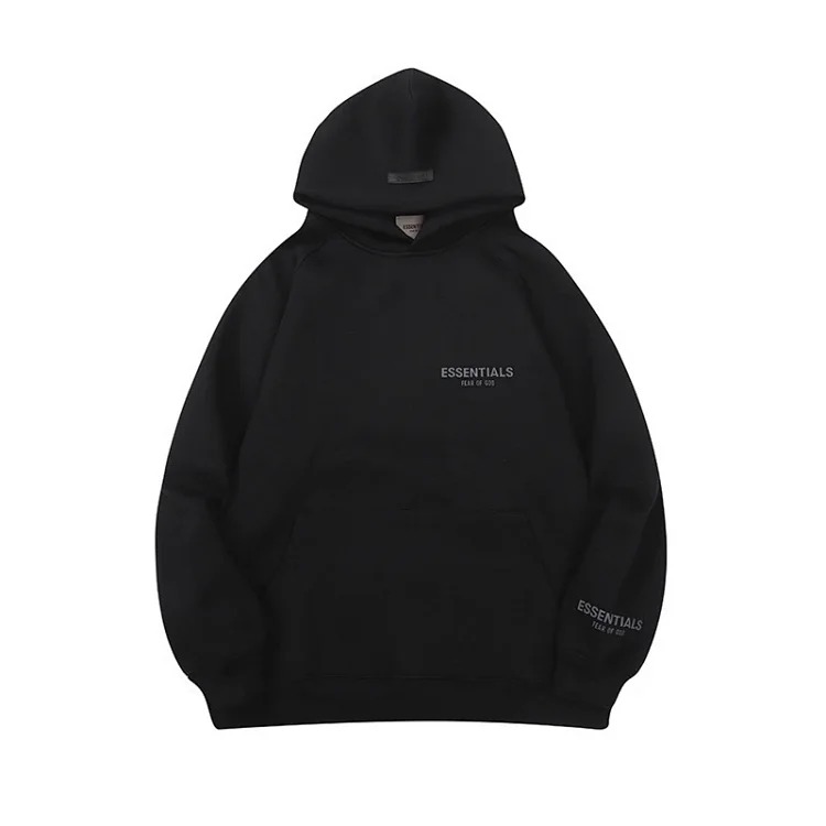 New FEAR OF GOD ESSENTIALS flocked letter men and women casual loose plus velvet hooded sweatshirt trendy