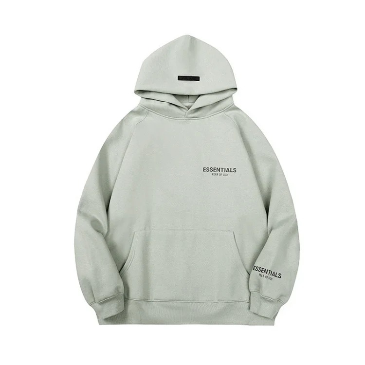 New FEAR OF GOD ESSENTIALS flocked letter men and women casual loose plus velvet hooded sweatshirt trendy