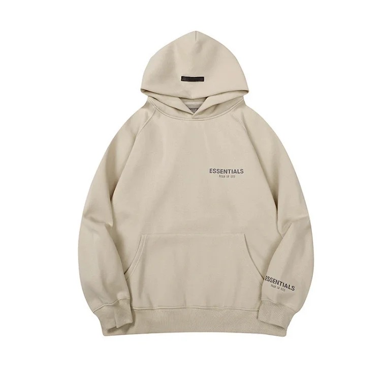 New FEAR OF GOD ESSENTIALS flocked letter men and women casual loose plus velvet hooded sweatshirt trendy